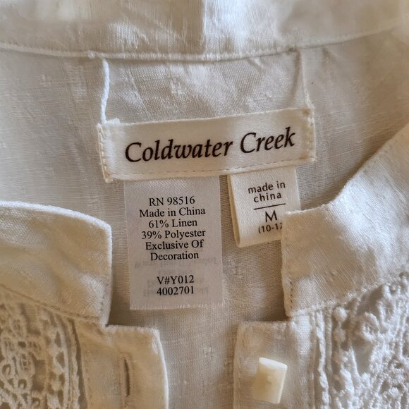 Coldwater Creek Linen Tunic Size M White Lace and Pattern - Picture 15 of 16